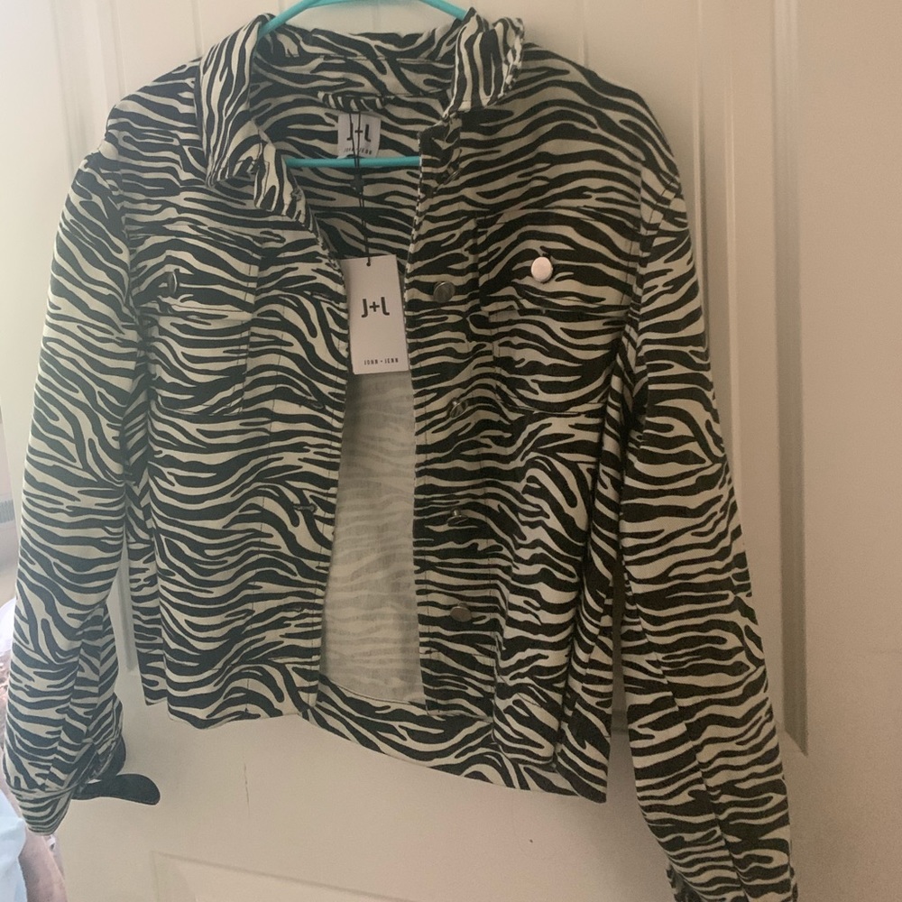 Zebra print denim jacket